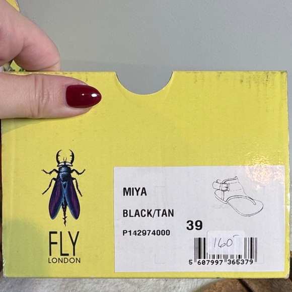 Fly London Miya Black and Tan Women's Sandals - Picture 7 of 8